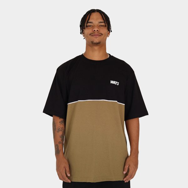 Camiseta Viés Preta/Caqui