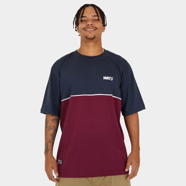 Camiseta Viés Azul/Bordô
